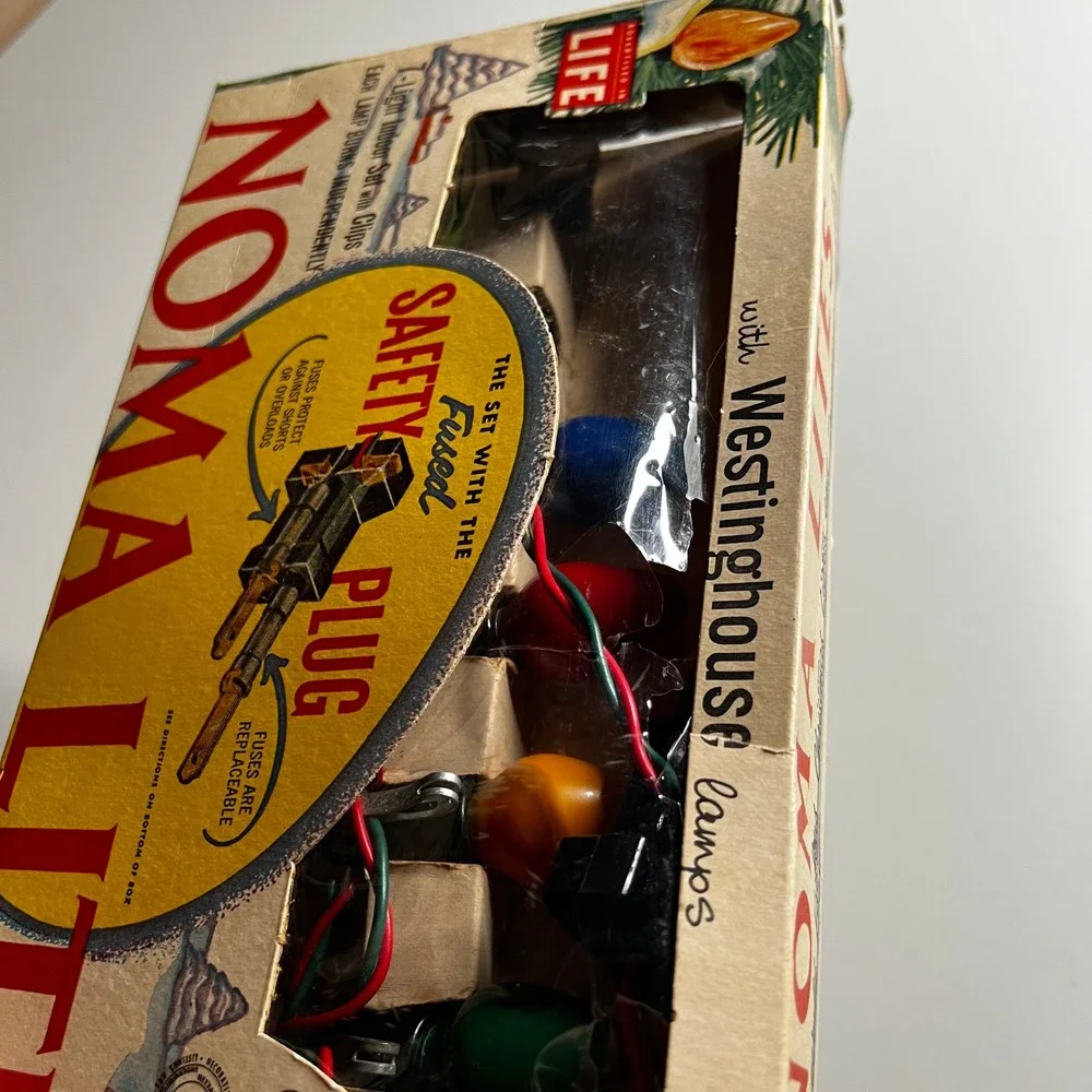 Vintage Noma Lites 7 Light Indoor Christmas Set Westinghouse Lamps Safety Plug